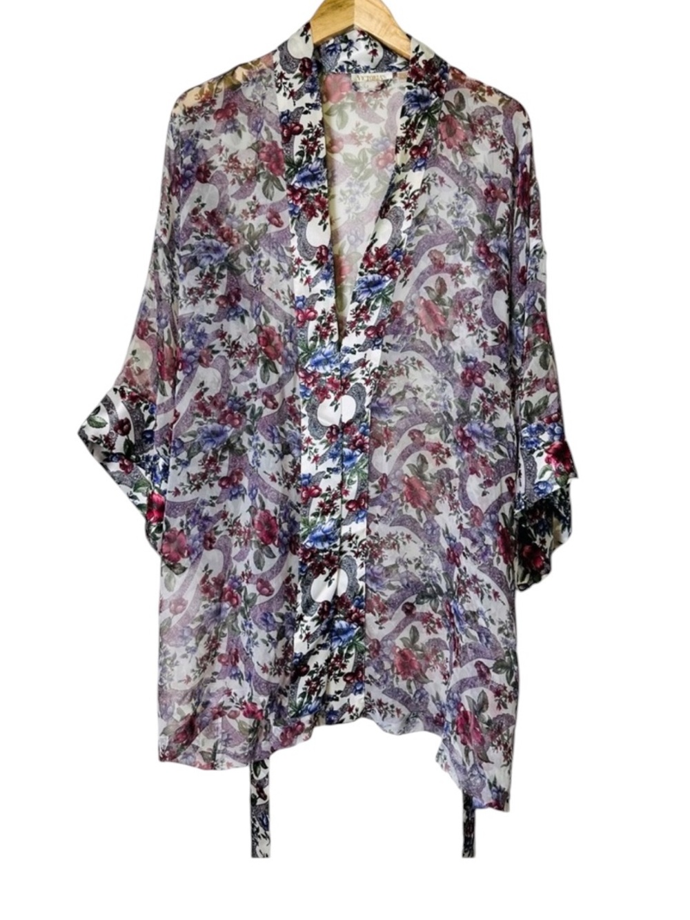 Vintage Victoria's Secret Gold Label Sheer Floral Kimono Robe 90s Romantic